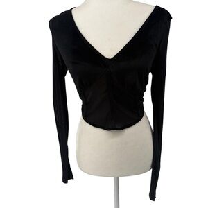 Semi Sheer Elegant Black Long Sleeve Top